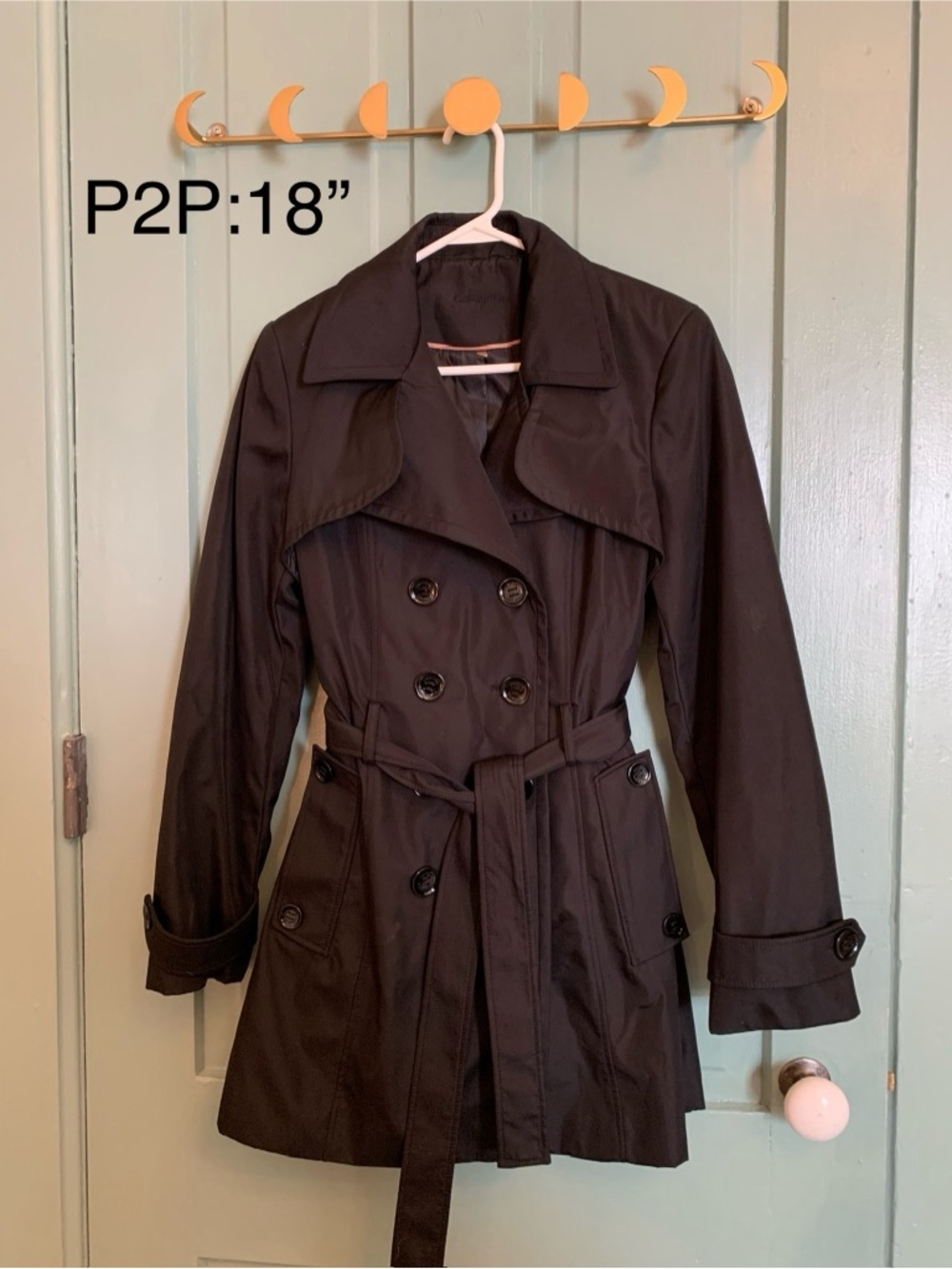 Calvin Klein Black Double-Breasted Trench Coat with Belt